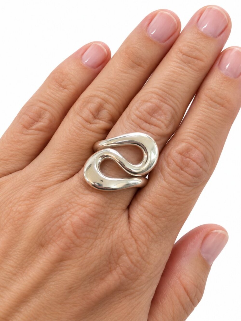 925 Sterling Silver Electroform Sculptural Swirl Statement Ring Size 7